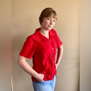 Vintage Blair Medium Red Short Sleeve Button Down